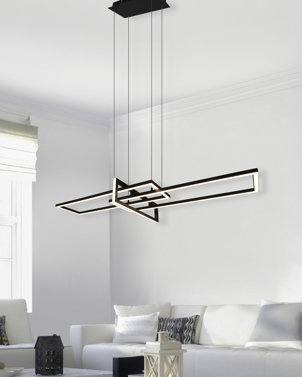 Lustra Salinas, TRIO, 110x40x150 cm, 34W, 1x SMD, metal, negru mat - imagine 7